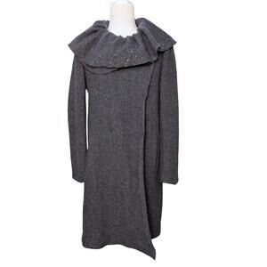 Upcycled 100% Wool Coat with Austrian Crystal Raindrops - M